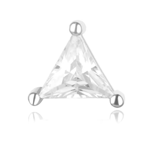 Trillion Cut Simulated Diamond, Gold Plated Silver Triangle Pendant, 6.4mm - Picture 4 of 8